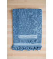 2 Parça Jakarlı Banyo Havlu Takımı %100 Pamuklu 90x150 Cm Arden Mavi