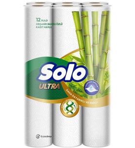 Solo Ultra Kağıt Havlu 12 Li Paket Rulo Organik Bambu ve Pamuk Özlü