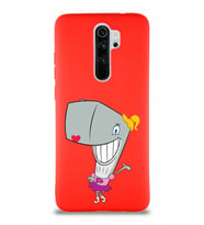 Xiaomi Redmi Note 8 Pro Soft Premier Kapak Pearl Yengeç Tasarımlı Silikon Kılıf - Kırmızı (Şeffaf)