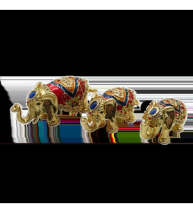 Swarovski Taşlı Fil Ailesi 3'lü - Gizli Hazneli Masaüstü Hediyelik Süs Eşyası  Hediyelik Kutusunda (Karışık)
