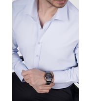 Açık Mavi Saten Slimfit Hediye Kutulu Erkek Gömlek