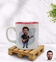 BK Gift Kişiye Özel Baba Karikatürlü İçi Kırmızı Renkli Kupa Bardak Model 4