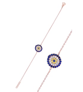 Nazar Boncuğu Tasarım Safir Zirkon Taşlı Roslu Kadın Bileklik (S) 201025044