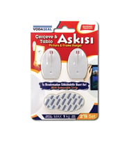 VodaSeal İz Bırakmadan Sökülebilir Bantlı Tablo ve Çerçeve Askısı - İkili Paket (Beyaz)