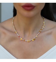 İnci Doğaltaşlı Gold Gümüş Kolye