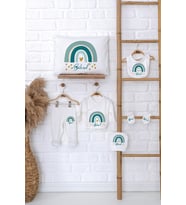 Pia Baby Premium %100 Pamuk İsme Özel Kız Bebek Hediye Seti Zıbın Yastık Kılıfı 5055-06 (Ekru)
