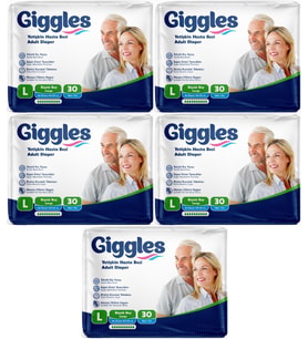 Giggles Hasta Bezi Yetişkin Bel Bantlı Tekstil Yüzey Büyük - Large (L) 150 Adet (5PK*30)