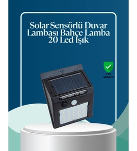 Sensörlü 20 Led Solar Duvar Lambası 3 Metre Algılama Mesafesi