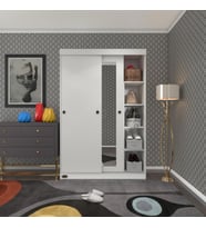 Kenzlife gardırop sürgülü kapaklı kapılı 120 papatya byz aynalı gardolap dolap (Karışık)