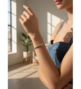 Valmont Accessories Kadın Gold Renk Su Yolu Taşlı Tenis Bileklik