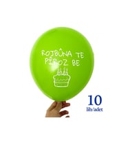 Kürtçe Doğum Günü Balonu - YEŞİL (10 adet) - Rojbuna Te Piroz Be 12 inç - 30 cm (Çok Renkli-Multı)