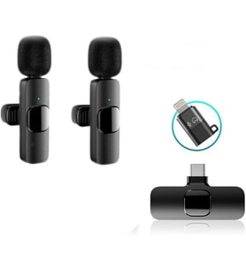 Lexroo K9-D2 TYPE-C Lightning Dönüştürücülü Wireless Kablosuz Çiftli Yaka Mikrofonu