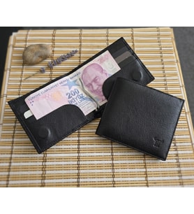 %100 Hakiki Deri Mıknatıs Kapamalı Kağıt Para Sıkıştırmalı Fermuarlı Kasik Erkek Cüzdan 11*9,5