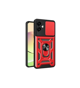 Samsung Galaxy A06 Kılıf Pars Lens Yüzüklü Silikon - Kırmızı