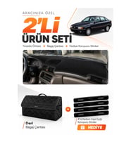 e-biz OPEL ASTRA F AİRBAGLİ (1991-1998) Uyumlu Torpido Örtüsü + Deri Bagaj Çantası - Siyah - OP001