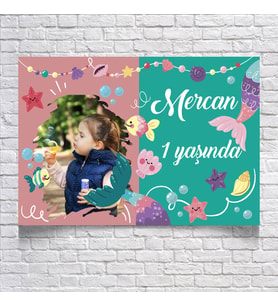 Mercan Temalı Doğum Günü Afişi 35X50 cm