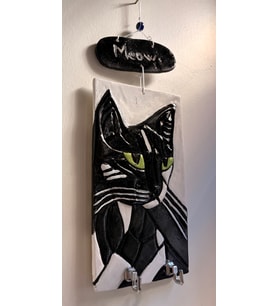 Kedi desenli duvar anahtarlık - hediyelik kutusunda