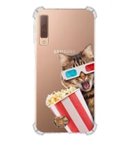 PrintiFy Samsung Galaxy A7 2018 Uyumlu Kedi 1 Baskılı Şeffaf Köşe Korumalı Antişok Kılıf