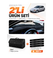 HONDA CİVİC EG-EX-EL (1994-2000) Uyumlu Torpido Örtüsü + Deri Bagaj Çantası + Sticker Seti - Siyah
