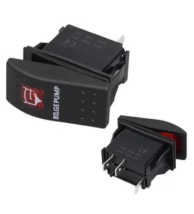 Sintine Pompa Sembollü Işıklı 3 Pinli On-Off 12-24V Marin Switch