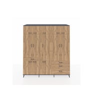 Kronos Dolap 8 Raflı 4 Çekmeceli 3 Askılı 220x59x243 Antrasit-Çam/Çam