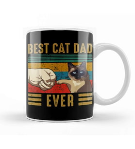 Retro Vintage Best Cat Dad Ever Fathers Day Siamese Cat Gift Kupa Bardak Porselen