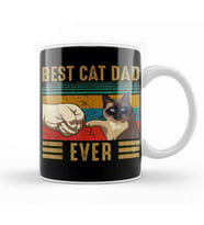 Retro Vintage Best Cat Dad Ever Fathers Day Siamese Cat Gift Kupa Bardak Porselen