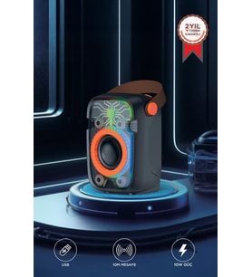 Bluetooth Hoparlör Rgb Işıklı 10W Kablosuz Speaker D77 Siyah