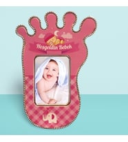 MAGNET VE ÇERÇEVE HOŞ GELDİN BEBEK (25 ADET)baskılar dahil (Pembe)