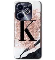 İnfinix Hot 40i Kılıf HD Desen Baskılı Kılıf - Pembe Mermer Desenli K Harfi