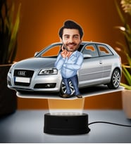 Doğum Günü Hediyesi,Sevgiliye Hediye, Kişiye Özel Fotoğraflı Audi Tasarımlı Erkek Karikatür 3D Led Lamba (Beyaz)