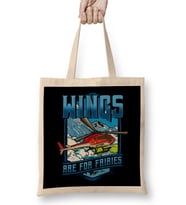 Wings Are For Fairies Helicopter Pilot Flying Pun Bez Çanta Uzun Saplı