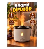 Ultrasonik Aroma Difüzörü – LED Alev Efektli Hava Nemlendirici ve Gece Lambası