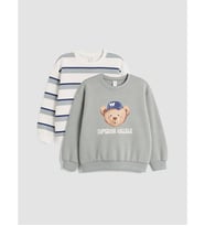 LCW Kids Yeşil Bisiklet Yaka Erkek Çocuk Sweatshirt 2'li