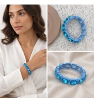 Premium Parlak ve Şık Mavi Taşlı Esnek Lastikli Reçine Kadın Bileklik (20 cm)