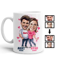 Kişiye Özel Mutlu Aşıklar Karikatürlü Kupa Bardak