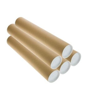 Beylini Postüp Kapaklı Silindir Kutu Karton Rulo Gönderi Poster Afiş Harita Tüpü 5 Adet 5 cm x 45 cm