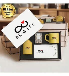 Logonuza Özel 10 Adet Kutulu Ahşap Altlıklı Sarı Fincan & Kolonya & & Aromalı Kahve Seti – Ahşap Kutulu Kurumsal Hediye Seti