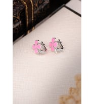 ENCİLİ SİLVER 925 Ayar Gümüş Pembe Yonca Model Çocuk J Küpe (Gümüş)