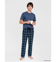 LC WAIKIKI Petrol Regular Fit Ekose Erkek Pijama Altı