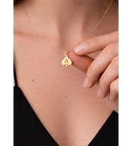 Kişiye Özel 925 Ayar Gümüş Maça Sembolü Harf Kolye (Gold)