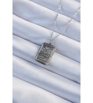 316L Çelik Zincir Eskitme Gümüş Renk Ay Figürlü Tarot Kolye TJ-BKO9222