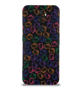Oppo A5 2020 Uyumlu Lansman Kılıf Hello Kitty Tasarımlı İçi Kadife Kapak-Siyah (Şeffaf)