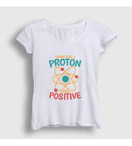 Presmono Kadın Beyaz Think Like A Proton Stay Positive T-Shirt 499188tt (Beyaz)