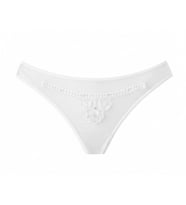 Bicomi Beyaz Nakış Desenli Taşlı Fantezi Tanga String