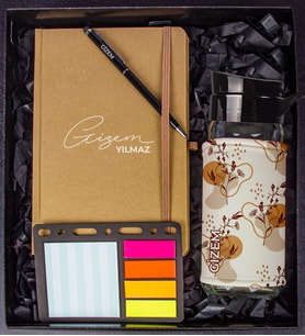 eJOYA Kişiye Özel Defter Kalem Matara Ve Mini Organizer Ofis Kırtasiye Hediye Kutusu 110331