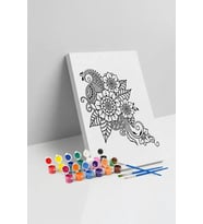Çiçek Desenli Mandala Tuval Boyama Seti 40x50 cm