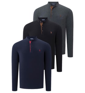 ÜÇLÜ SET V4009 DEWBERRY ERKEK SWEATSHIRT-SİYAH-LACİVERT-ANTRASİT