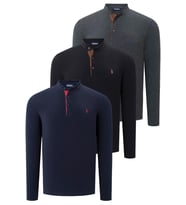 ÜÇLÜ SET V4009 DEWBERRY ERKEK SWEATSHIRT-SİYAH-LACİVERT-ANTRASİT