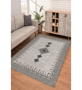 Dijital Kaymaz Taban Yıkanabilir Renkli Salon Halısı Mutfak Halısı Yolluk ND-SD-1106 (Gri)
